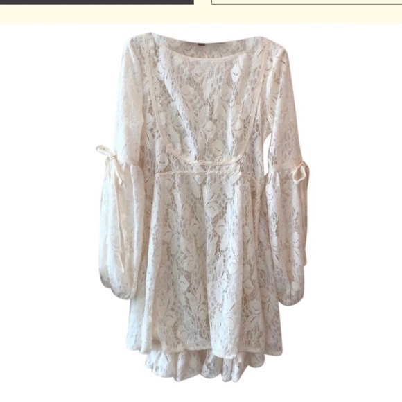 Free People Ruby Cream Lace Mini Dress - Picture 5 of 16